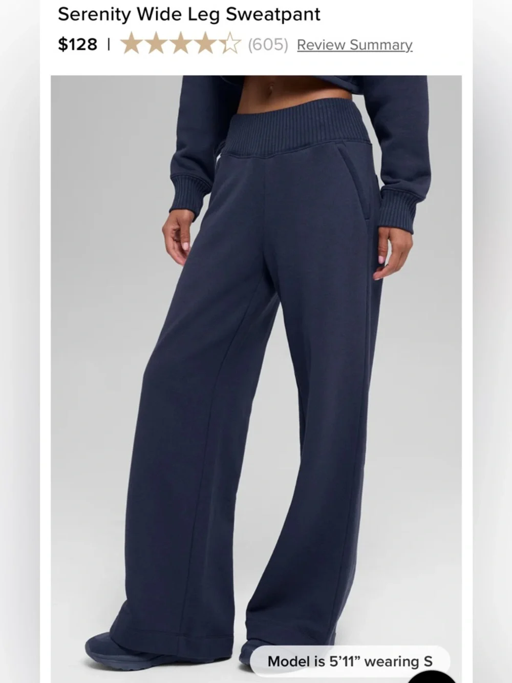 ALO Yoga size M NWT Serenity wide leg sweatpant in navy - Picture 3 of 13